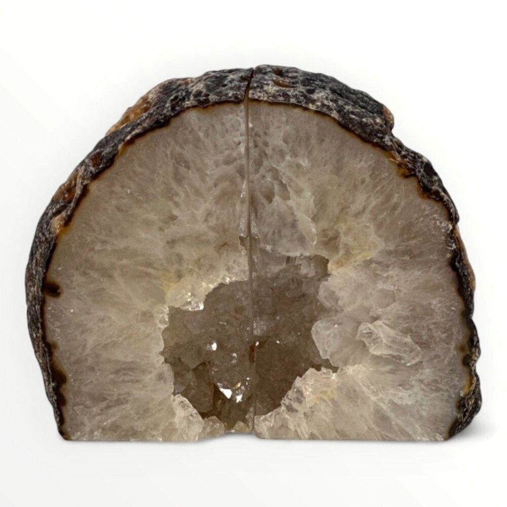Crystal bookends, Agate Stone with Geode Center, Natural Bookshelf Decor (DB)